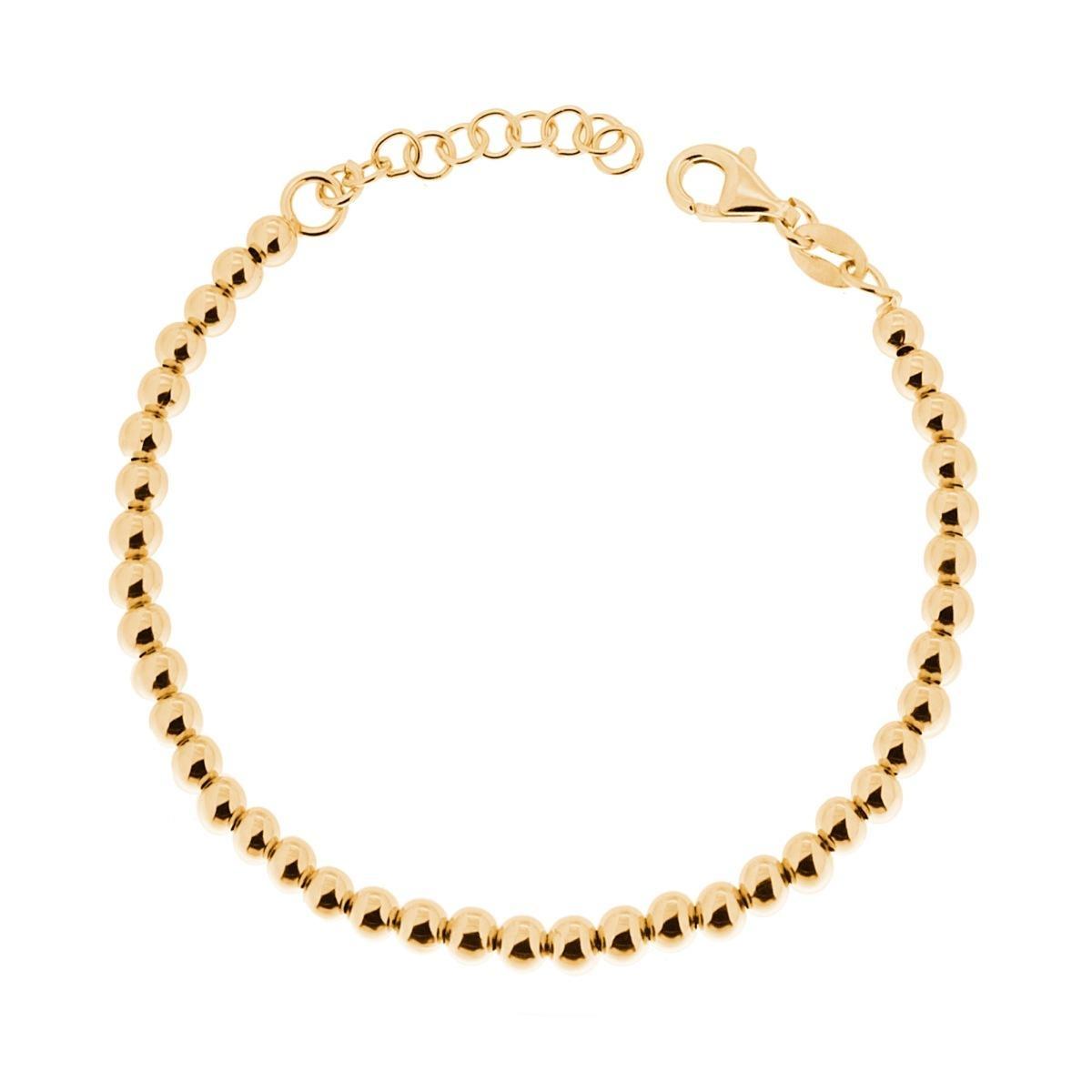 Bracciale Catena con Palline Lisce mm 4 in ARGENTO 925 Galvanica Oro