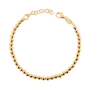 Bracciale Catena con Palline Lisce mm 4 in ARGENTO 925 Galvanica Oro