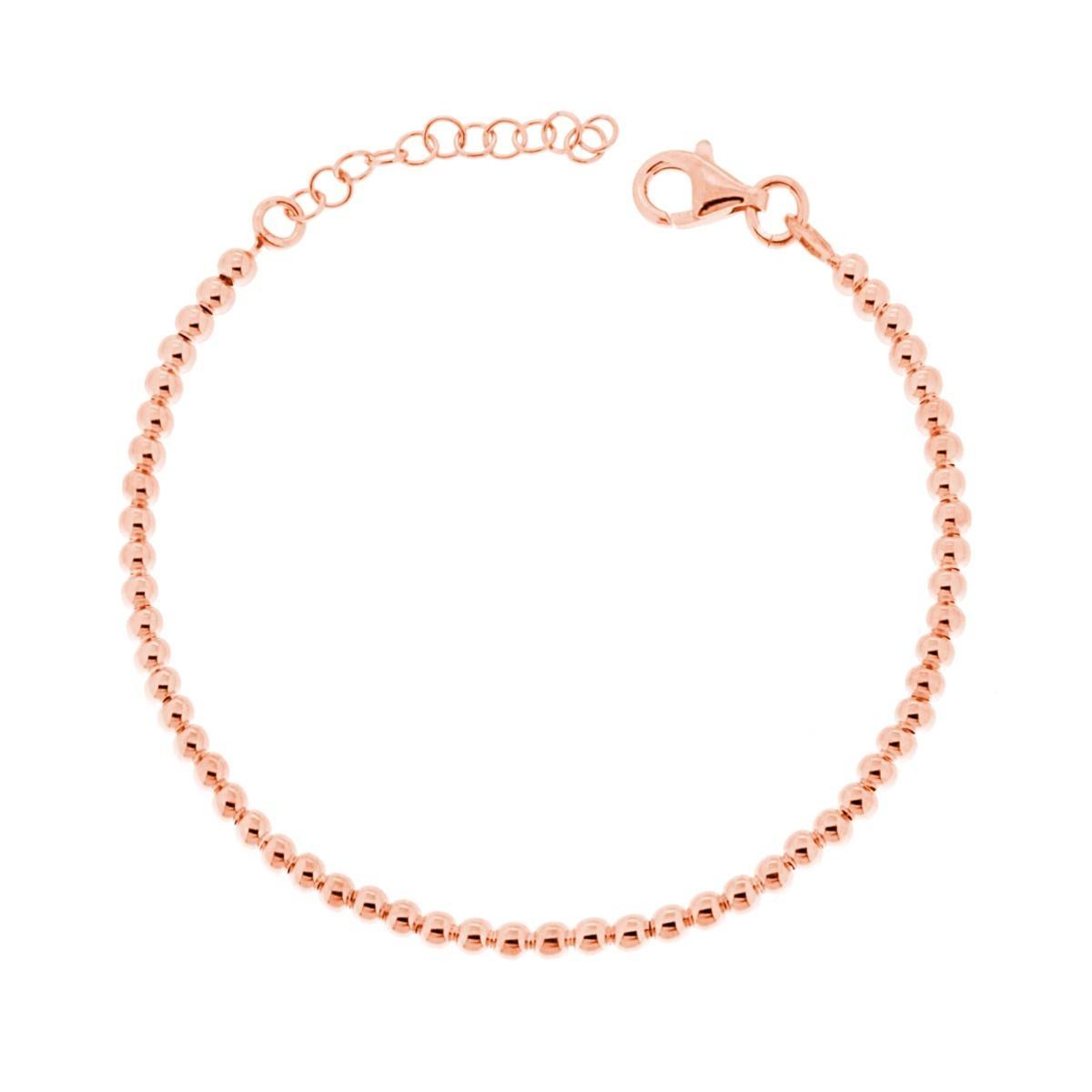 Bracciale Catena con Palline Lisce mm 3 in ARGENTO 925 Galvanica Rosa