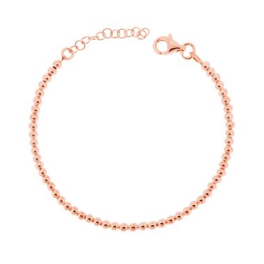 Bracciale Catena con Palline Lisce mm 3 in ARGENTO 925 Galvanica Rosa