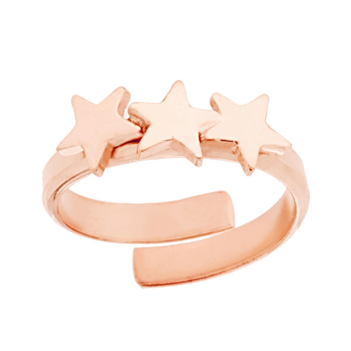Anello Trilogy di Stelle plain in ARGENTO 925 Galvanica Rosa