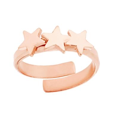 Anello Trilogy di Stelle plain in ARGENTO 925 Galvanica Rosa