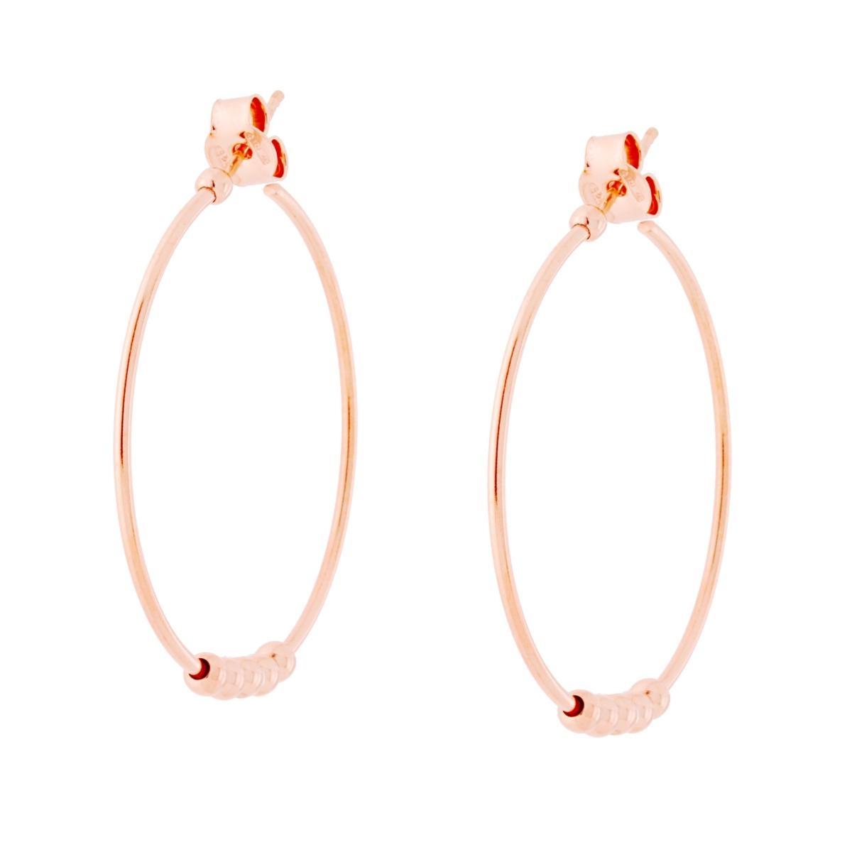 Orecchini Cerchio con Palline lisce in ARGENTO 925 Galvanica Rosa