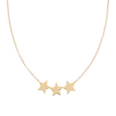 Collana Catena Rolo Diamantata con tre Stelle plain centrali in ARGENTO 925 Galvanica Oro
