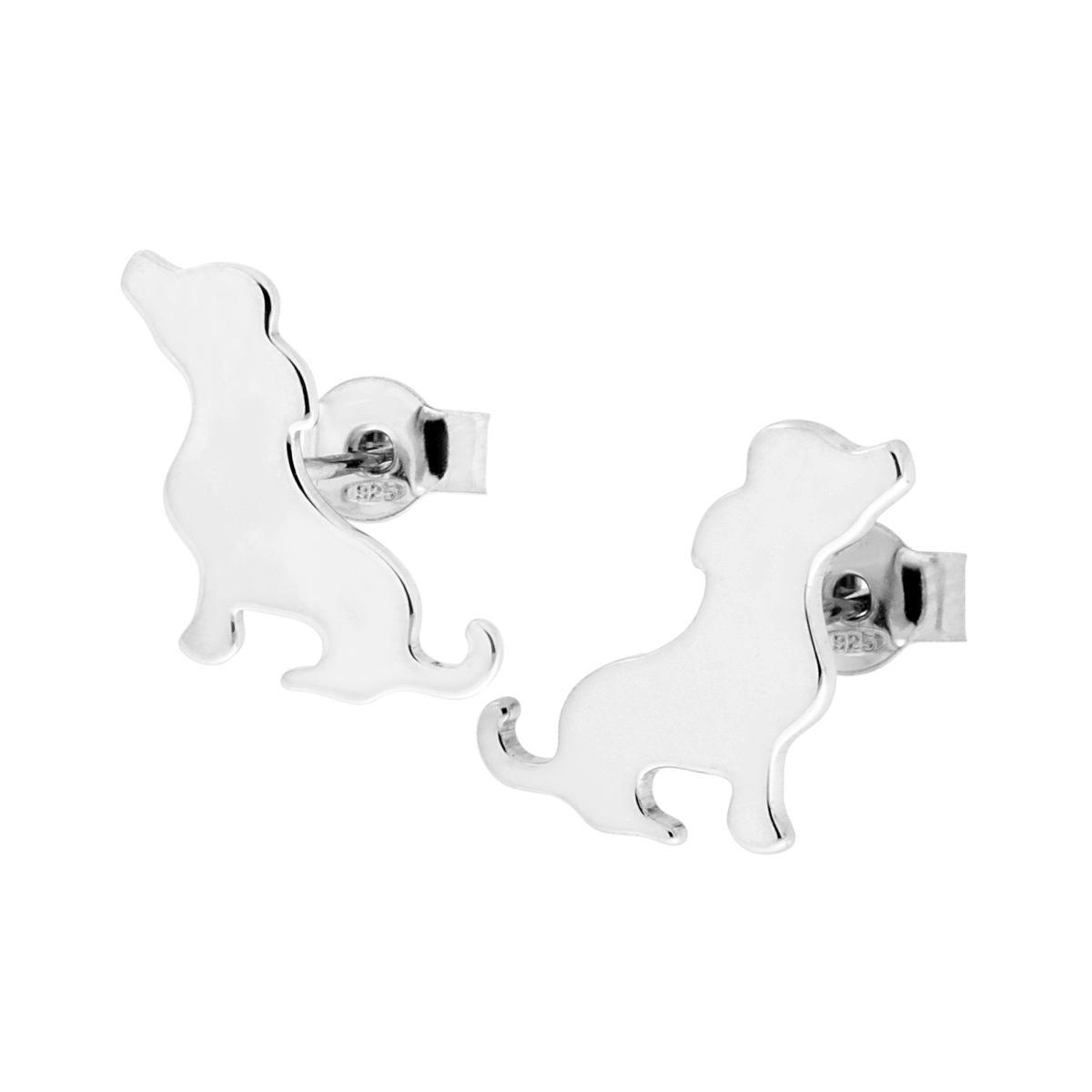 Orecchini Cane plain in ARGENTO 925 Galvanica Rodio