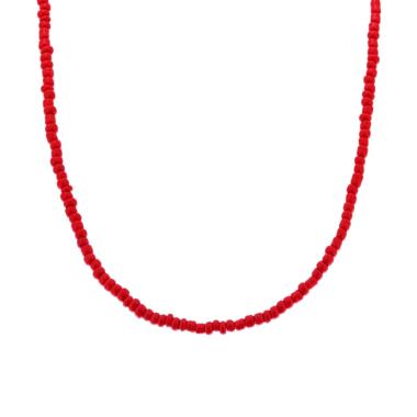 Collana con Perline Rosso Corallo in ARGENTO 925 Galvanica Rosa