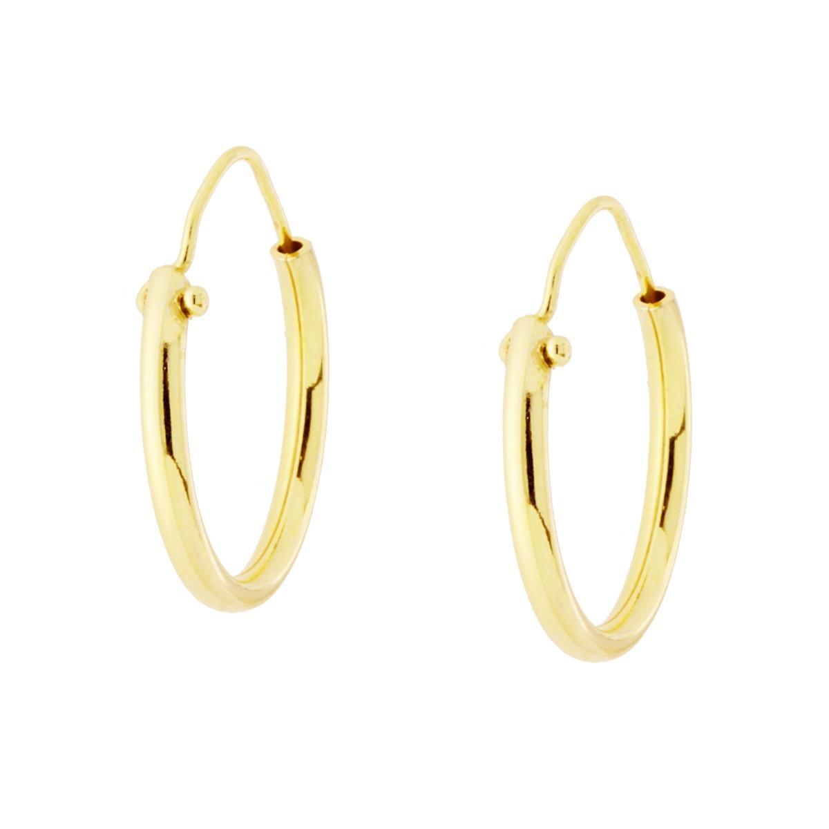 Orecchini a Cerchio mm 20 con Canna tonda liscia mm 2 in ARGENTO 925 Galvanica Oro