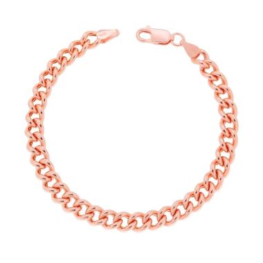 Bracciale Catena Grumetta Vuoto mm 6,5 in ARGENTO 925 Galvanica Rosa