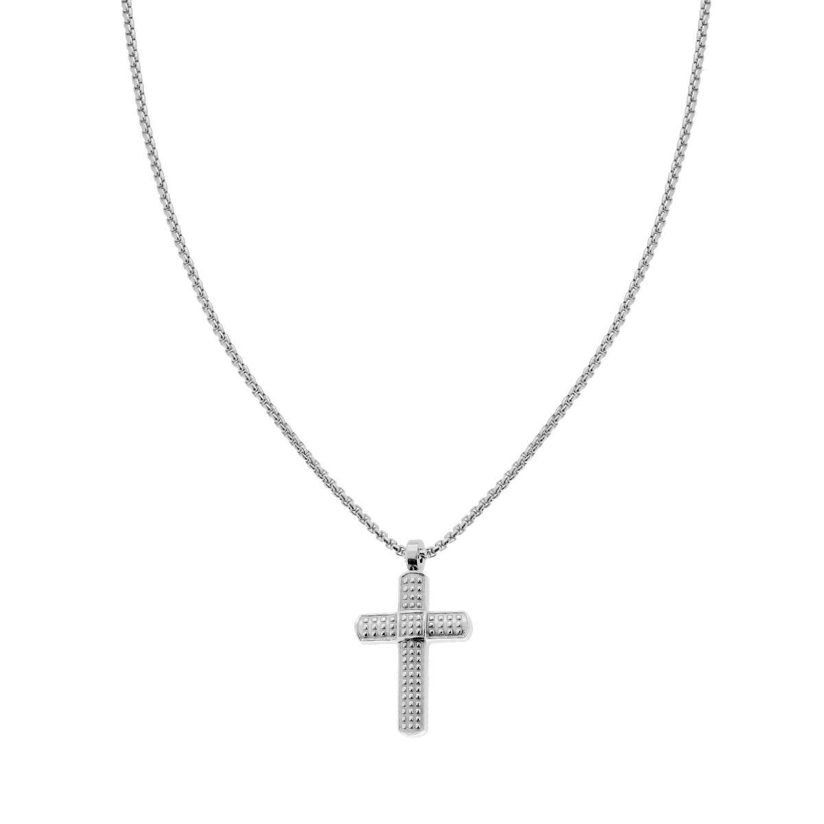 Collana Catena Veneziana Tonda con Croce in ACCIAIO