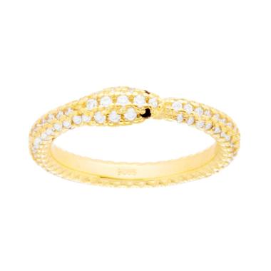 Anello Serpente con Cubic Zirconia Bianchi in ARGENTO 925 Galvanica Oro