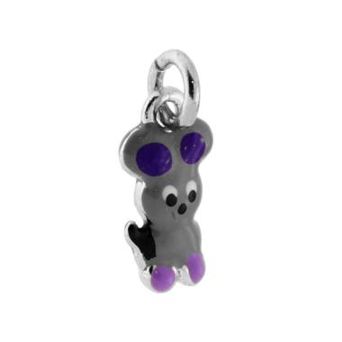 Ciondolo Topo Smalto Grigio in ARGENTO 925 Galvanica Rodio