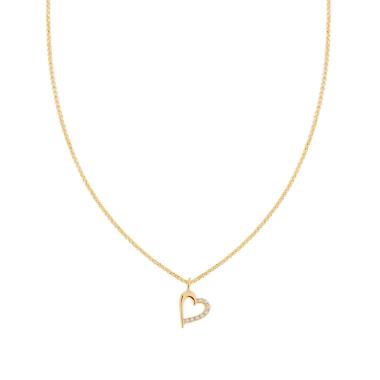 Collana Catena Rolo Diamantata cm 40+5 con Cuore pendente e Zirconi Bianchi in ARGENTO 925 Galvanica Oro