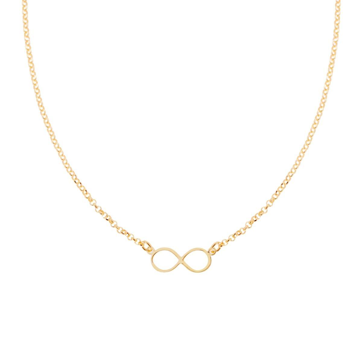 Collana Catena Rolo Diamantata con Infinito in ARGENTO 925 Galvanica Oro