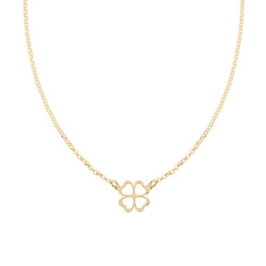 Collana Catena Rolo Diamantata con Quadrifoglio in ARGENTO 925 Galvanica Oro