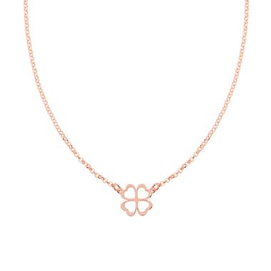 Collana Catena Rolo Diamantata con Quadrifoglio in ARGENTO 925 Galvanica Rosa