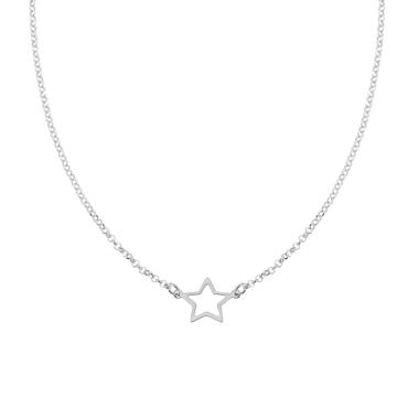 Collana Catena Rolo Diamantata con Stella in ARGENTO 925 Galvanica Rodio