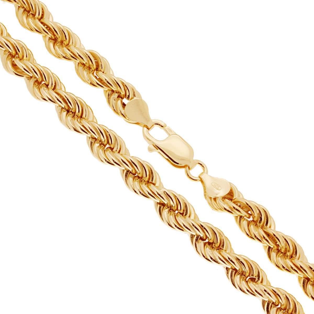 Collana Catena Corda sezione mm 8.0 lunghezza cm 45 in ARGENTO 925 Galvanica Oro