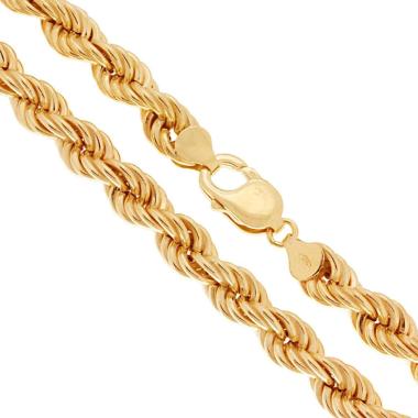 Collana Catena Corda sezione mm 9.0 lunghezza cm 45 in ARGENTO 925 Galvanica Oro