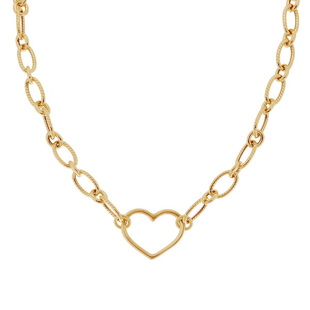Collana Catena Forzatina con Cuore in ARGENTO 925 Galvanica Oro