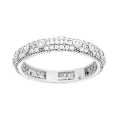 Anello Rosario con Croce e Zirconi Bianchi in ARGENTO 925 Galvanica Rodio