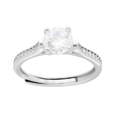 Anello Solitario con Cubic Zirconia Bianco mm 7 in ARGENTO 925 Galvanica Rodio
