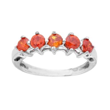 Anello Veretta con Cubic Zirconia Zaffiro Arancio in ARGENTO 925 Galvanica Rodio