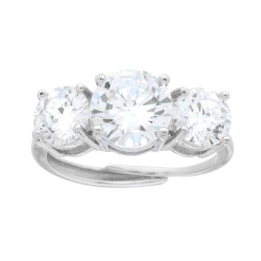 Anello Trilogy con Cubic Zirconia Bianchi mm 6 e 8 in ARGENTO 925 Galvanica Rodio