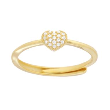 Anello Cuore con Cubic Zirconia Bianchi in ARGENTO 925 Galvanica Oro
