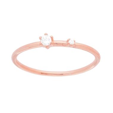 Anello Solitario con Cubic Zirconia Bianco in ARGENTO 925 Galvanica Rosa