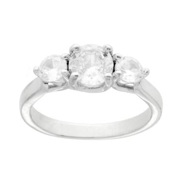 Anello Trilogy con Cubic Zirconia Bianco in ARGENTO 925 Galvanica Rodio