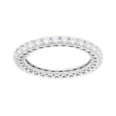 Anello Eternity Veretta a giro con Cubic Zirconia Bianchi e montatura con Cuori in ARGENTO 925 Galvanica Rodio