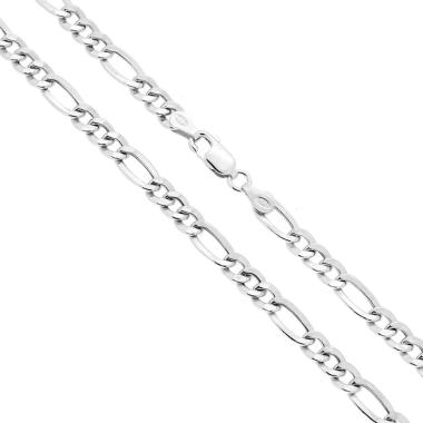 Catena Figaro Alternata 3+1 Piatta e Vuota 120 sezione mm 5.2 lunghezza cm 55 in ARGENTO 925