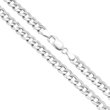 Catena Grumetta Piatta Vuota 140 sezione mm 6 lunghezza cm 60 in ARGENTO 925 Galvanica Rodio