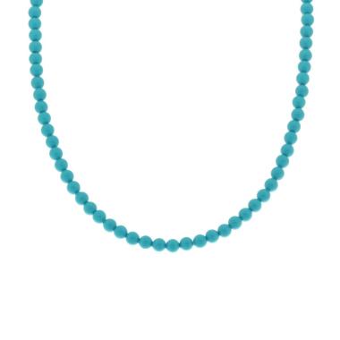 Collana Turchese mm 4 in vetro perlato con filo e chiusura in ARGENTO 925 Galvanica Oro