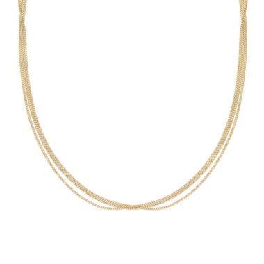 Collana tre fili Grumetta Diamantata in ARGENTO 925 Galvanica Oro