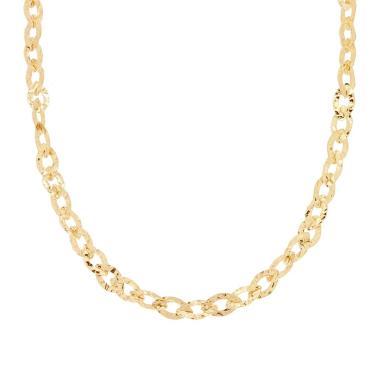 Collana Catena Ovale martellata in ARGENTO 925 Galvanica Oro