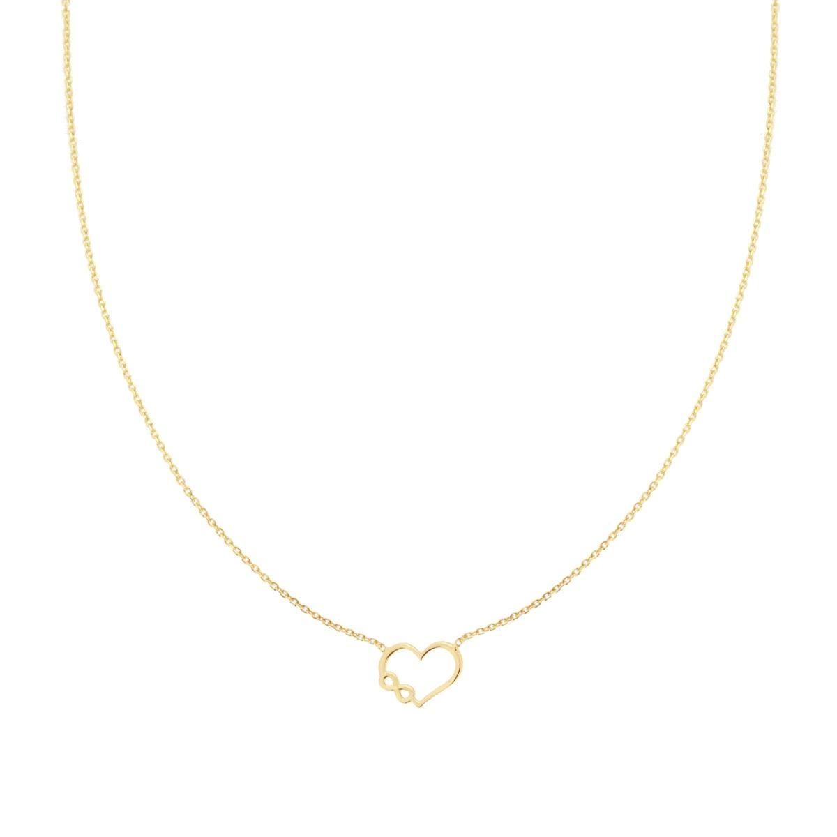 Collana Catena Forzatina Diamantata con Cuore e Infinito in ARGENTO 925 Galvanica Oro