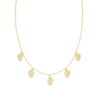 Collana Catena Forzatina con Foglie Monstera in ARGENTO 925 Galvanica Oro