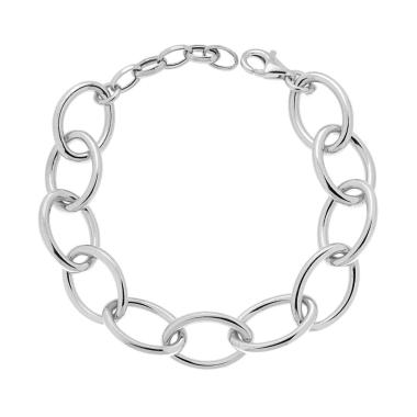 Bracciale Catena Forzatina Ovale mm 14 cm 18+4 in ARGENTO 925 Galvanica Rodio