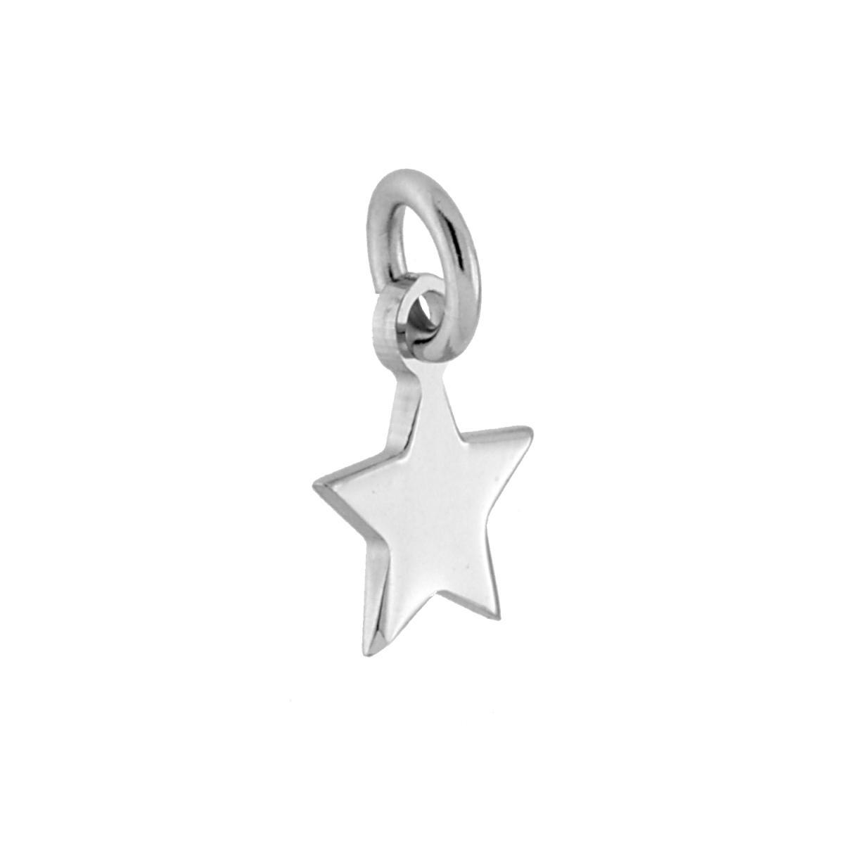 Ciondolo Medaglietta Stella mm 7 plain in ARGENTO 925 Galvanica Rodio