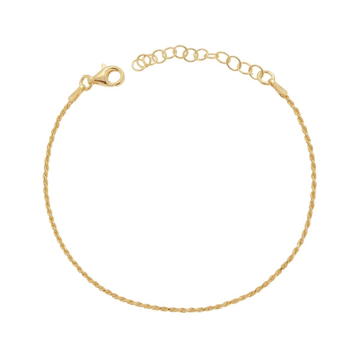 Bracciale Catena Corda Diamantata 025 sezione mm 1,20 lunghezza cm 16+3 in ARGENTO 925 Galvanica Oro