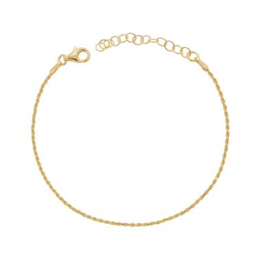 Bracciale Catena Corda Diamantata 025 sezione mm 1,20 lunghezza cm 16+3 in ARGENTO 925 Galvanica Oro