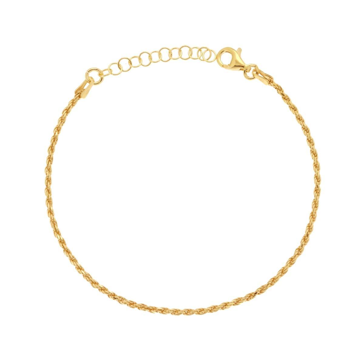 Bracciale Catena Corda Diamantata 035 sezione mm 1,65 lunghezza cm 16+3 in ARGENTO 925 Galvanica Oro