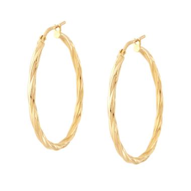 Orecchini Cerchio canna Torchon mm 33 in ARGENTO 925 Galvanica Oro
