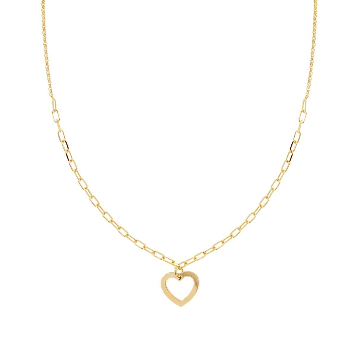 Collana Catena Forzatina Allungata e Rolo Diamantata con Cuore pendente in ARGENTO 925 Galvanica Oro
