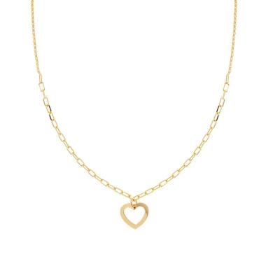 Collana Catena Forzatina Allungata e Rolo Diamantata con Cuore pendente in ARGENTO 925 Galvanica Oro