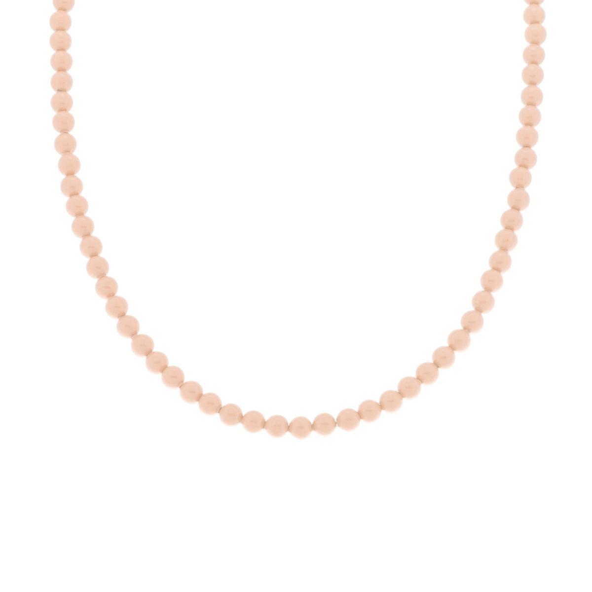 Collana Filo Perla colore Corallo Rosa in vetro perlato mm 4 con filo e chiusura in ARGENTO 925 Galvanica Rodio