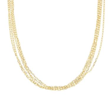 Collana Multifili Catena Forzatina Diamantata in ARGENTO 925 Galvanica Oro