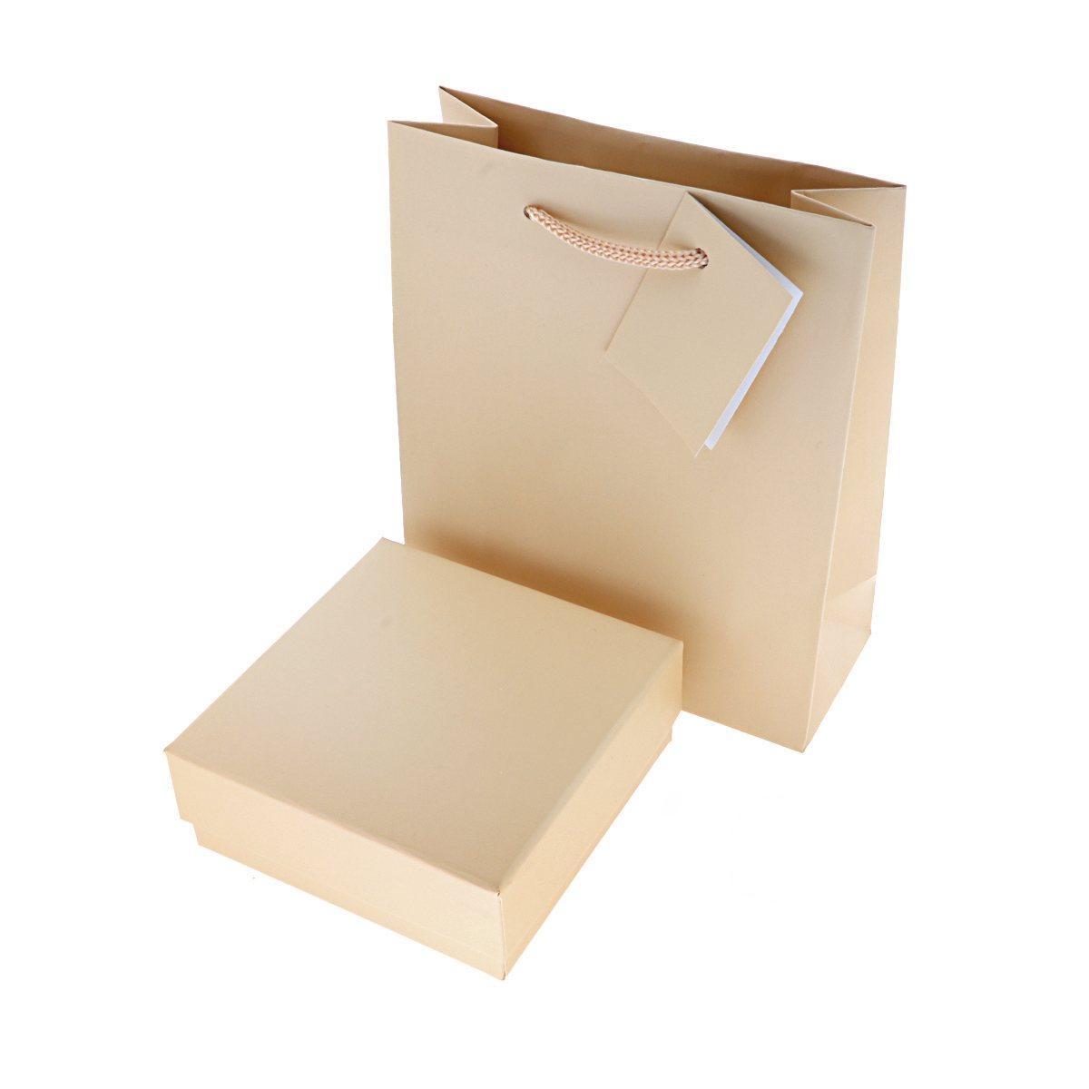 Astuccio multiuso per Gioielli cm 9,7x 9,7 h3,8 colore Cipria con Shopper inclusa