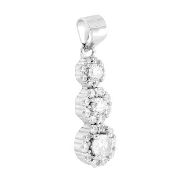 Ciondolo Trilogy Degrade Fiori Bianco contornati da Cubic Zirconia Bianchi in ARGENTO 925 Galvanica Rodio